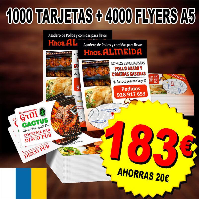 1.000 Tarjetas + 4.000 Flyers A5