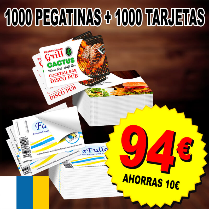 1.000 Pegatinas + 1.000 Tarjetas